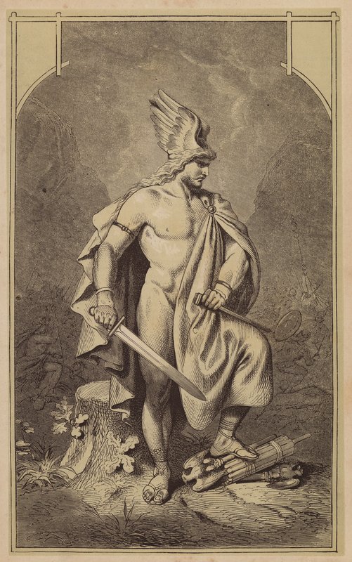 Arminius, Hermann Cheruský (rytina) od (after) German School