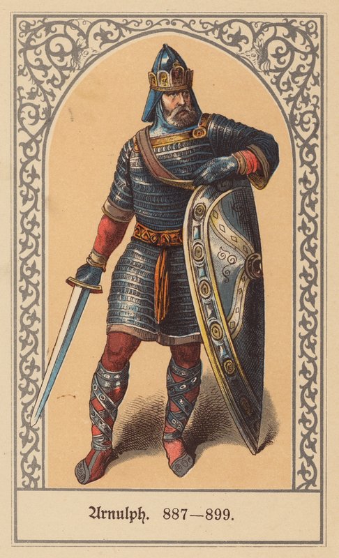 Arnulf Korutanský, východofranský král a císař Svaté říše římské (barevná litografie) od (after) German School