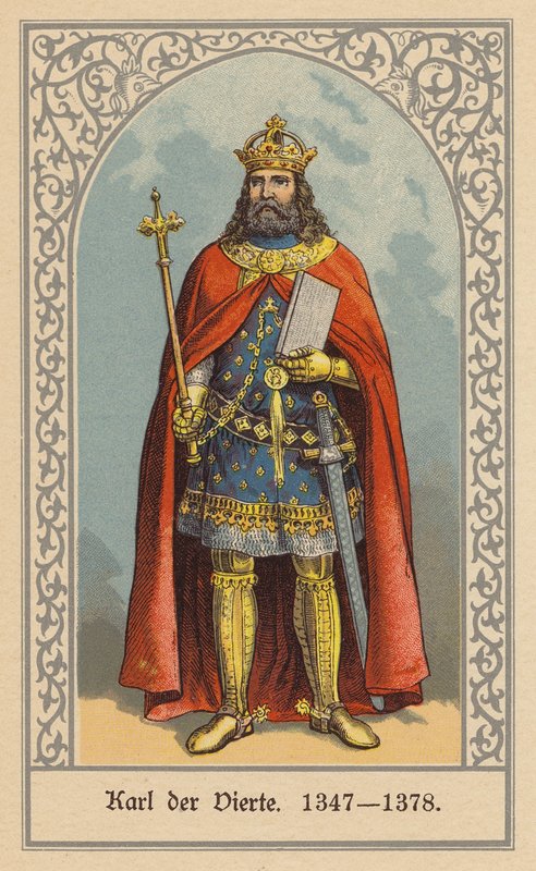 Karel IV., český a německý král a císař Svaté říše římské (barevná litografie) od (after) German School