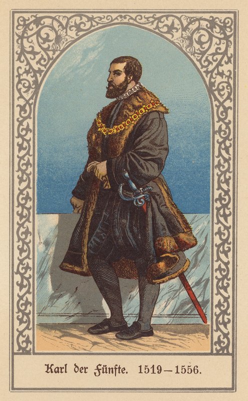 Karel V., císař Svaté říše římské (barevná litografie) od (after) German School