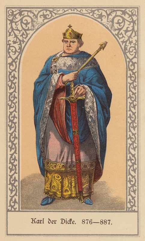 Karel Tlustý, císař Svaté říše římské (barevná litografie) od (after) German School