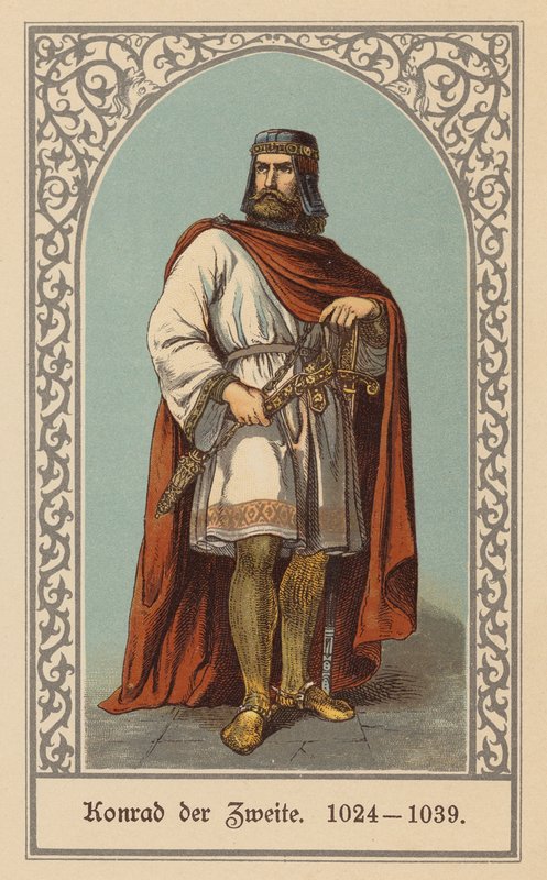 Konrád II, císař Svaté říše římské (barevná litografie) od (after) German School