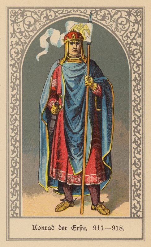 Konrád I. Německý, východofranský král (barevná litografie) od (after) German School