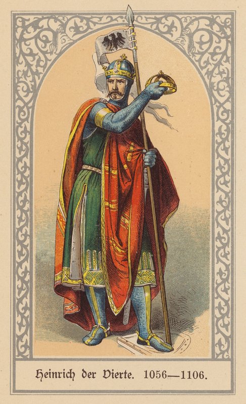 Jindřich IV., císař Svaté říše římské (barevná litografie) od (after) German School