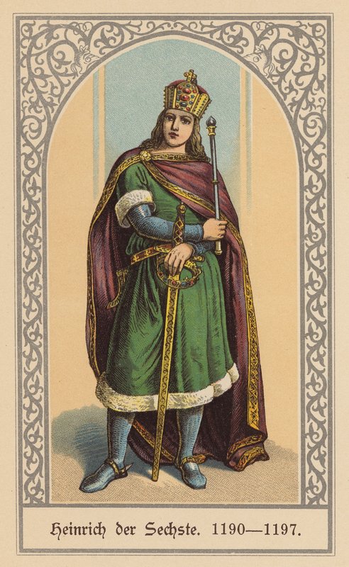 Jindřich VI., císař Svaté říše římské (barevná litografie) od (after) German School
