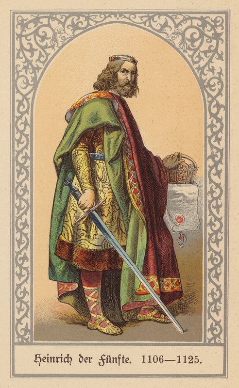 Jindřich V., císař Svaté říše římské (barevná litografie) od (after) German School