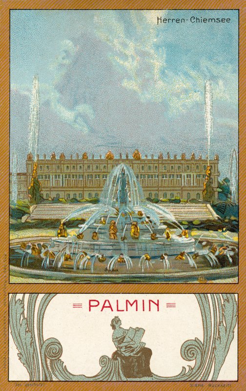 Herrenchiemsee Palace, Bavorsko (chromolitho) od (after) German School