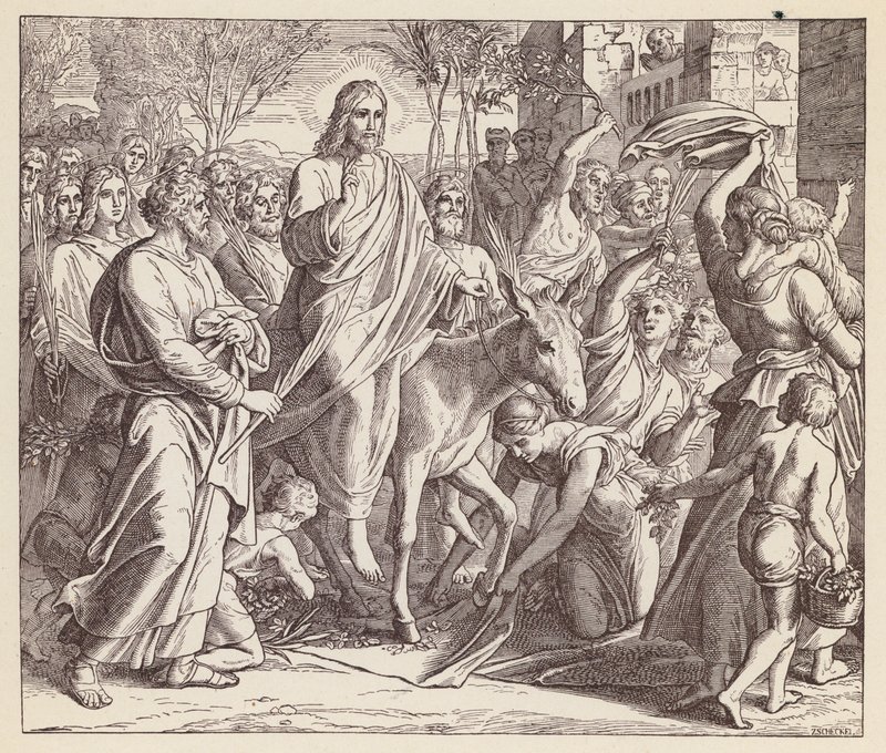 Ježíš vjíždí do Jeruzaléma (litografie) od (after) German School