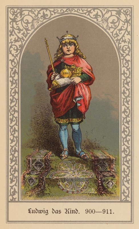Ludvík Dítě, východofranský král (barevná litografie) od (after) German School