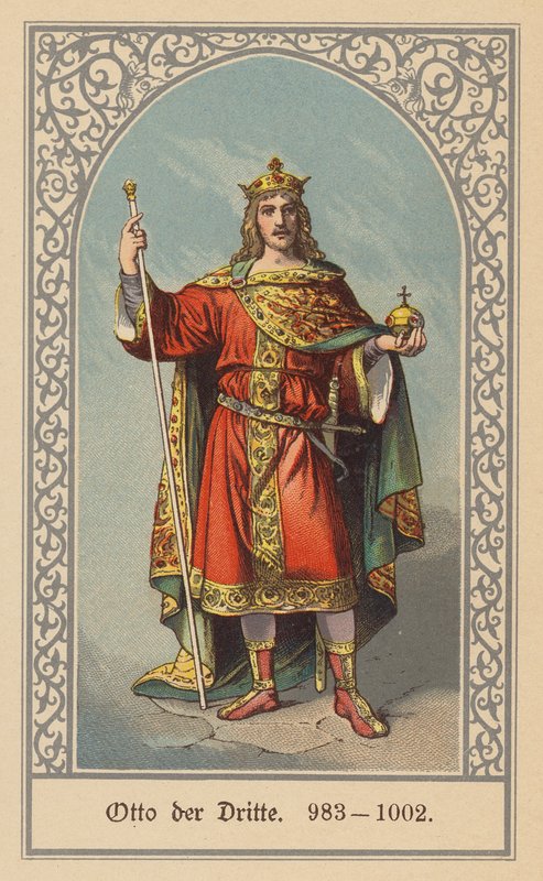 Ota III., král německý a italský a císař Svaté říše římské (barevná litografie) od (after) German School