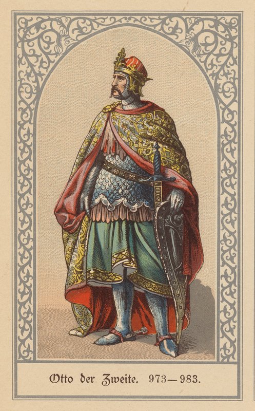 Ota II., král německý a italský a císař Svaté říše římské (barevná litografie) od (after) German School