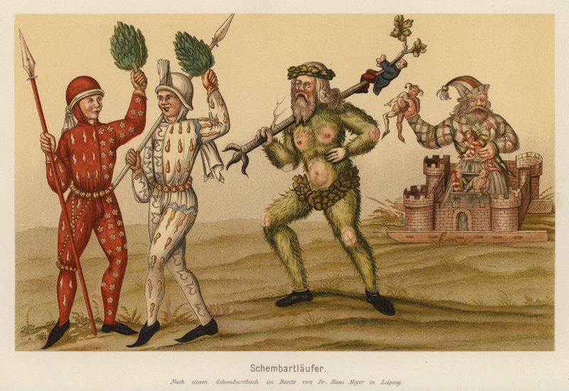 Schembartův karneval, Norimberk (barevná litografie) od (after) German School