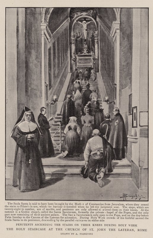 Svaté schodiště v kostele svatého Jana Lateránského, Řím (litho) od (after) Italian School