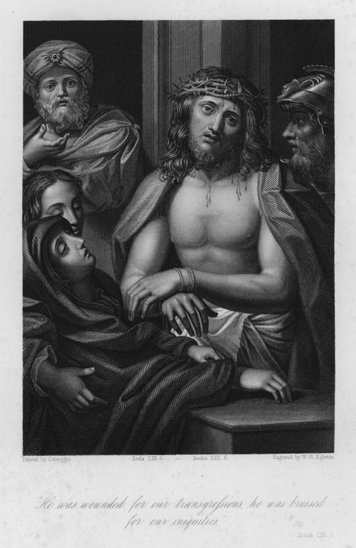 Kristus korunovaný trním, Izajáš LIII, 5 (rytina) od (c.1489 1534) (after) Correggio