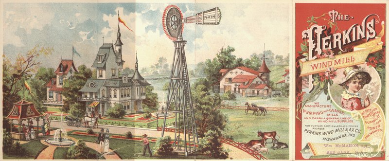 Reklama na větrné mlýny Perkins od American School