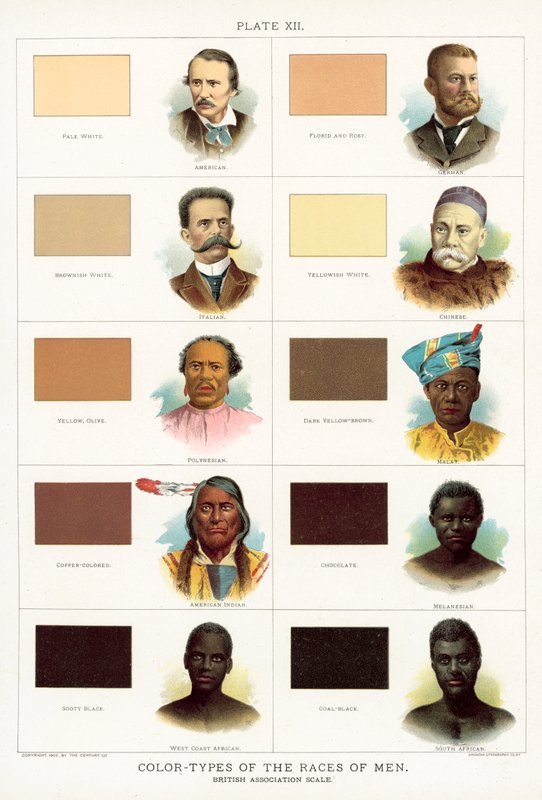 Color-Types of the Races of Men, British Association scale od American School