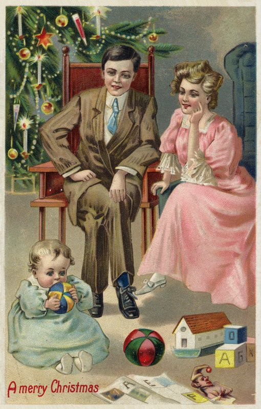 Pár s dítětem na Vánoce od American School