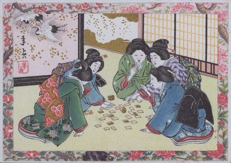 Japonské ženy hrají karty od American School
