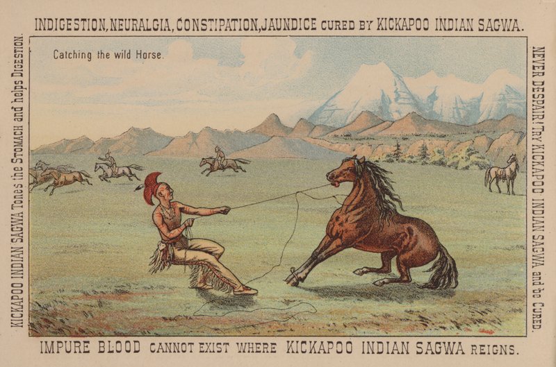 Indián chytí divokého koně od American School