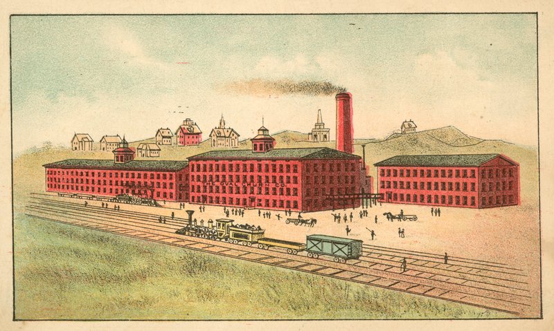 Železniční trať před továrnou Oval Churn Company od American School