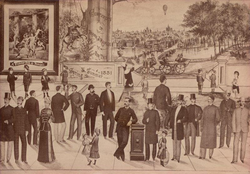 Obchodní karta pro Franka J Ramge, soukeníka a krejčího, 1881 od American School