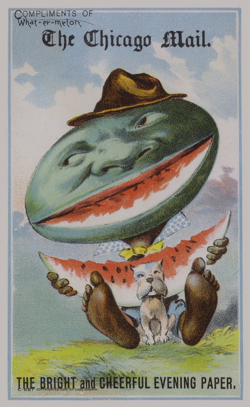 Watermelon, americká reklama na vizitku The Chicago Mail noviny od American School