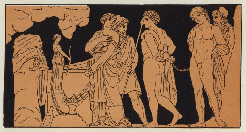 Orestes a Pylades přivezeni do Ifigenie od English School