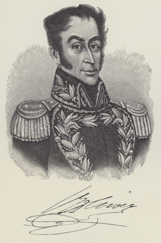 Simon Bolivar , venezuelský vojenský a politický vůdce od English School