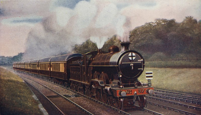 The Southern Belle, řetězec luxusního vestibulu, Londýn, Brighton a South Coast Railway od English School