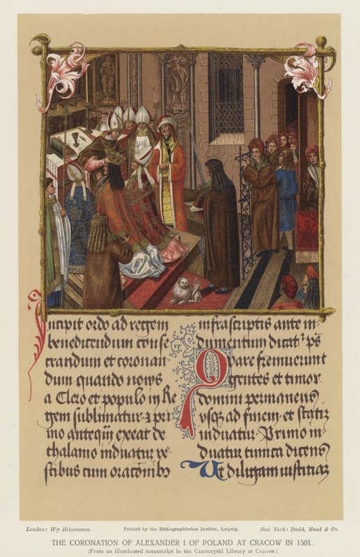 Korunovace Alexandra I. Polska v Krakově v roce 1501 od English School