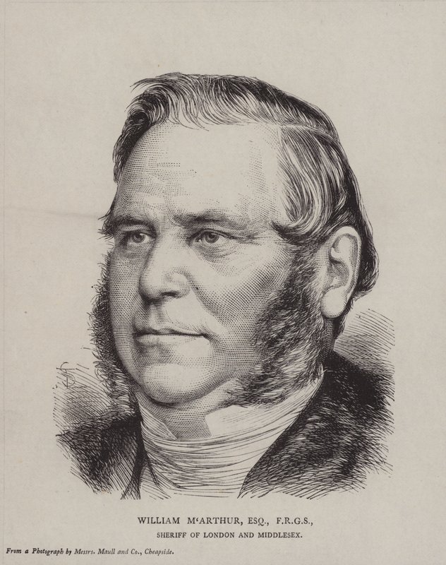 William McArthur (1809-1887), irský podnikatel, primátor Londýna v roce 1880 od English School