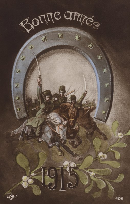 Bonne annee, francouzské novoroční přání, 1915 od French School
