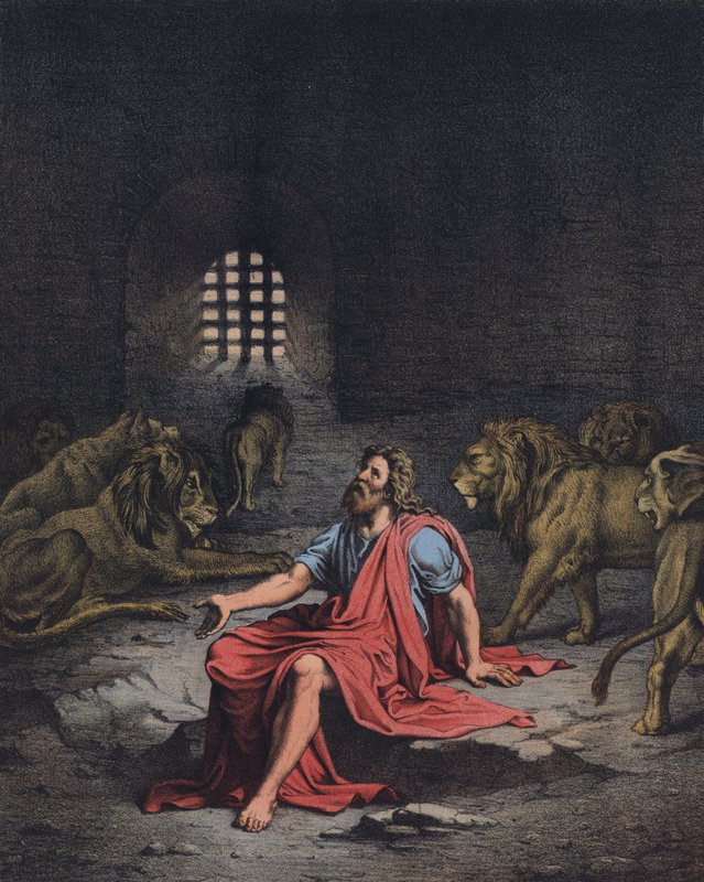 Daniel v jámě lvové od French School