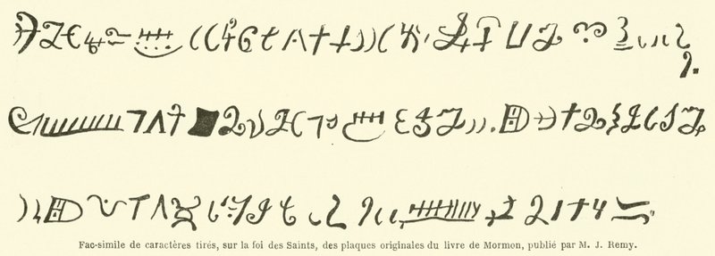 Fac-simile de caracteres pneumatiky, sur la foi des Saints, des plaques originales du livre de Mormon? od French School