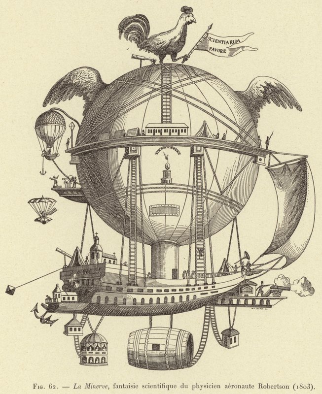 La Minerve, fantaisie scientifique du physicien aeronaute Robertson (1803) od French School