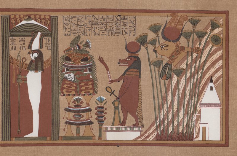 Scéna ze starověkého egyptského papyru Ani, knihy mrtvých v Britském muzeu od German School