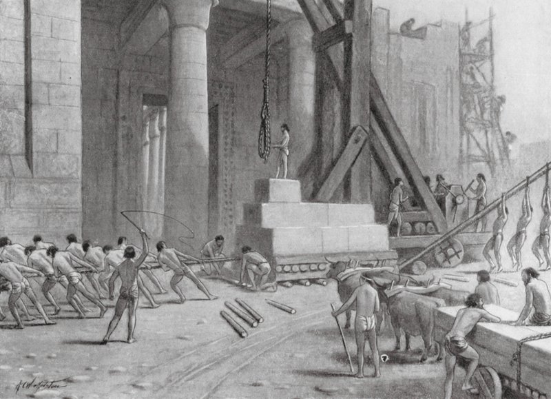Féničtí řemeslníci stavějící chrám pro Šalamouna (litografie) od A.C. Weatherstone