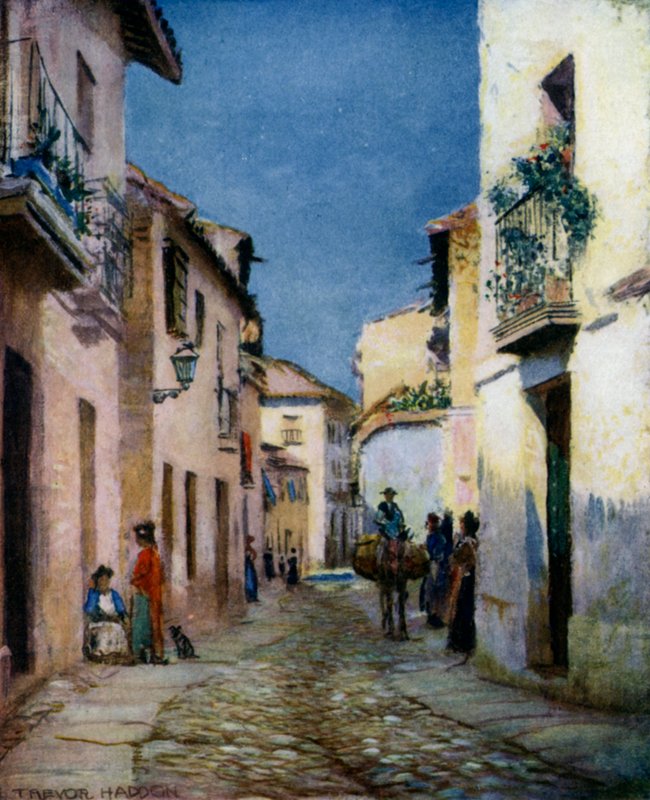 Cordova, pouliční scéna (barevné lito) od A. Trevor Haddon