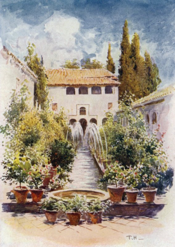 Generalife, Acequia Court (barevné lito) od A. Trevor Haddon