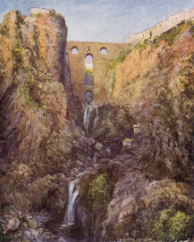 Ronda, Tajo (barevné lito) od A. Trevor Haddon