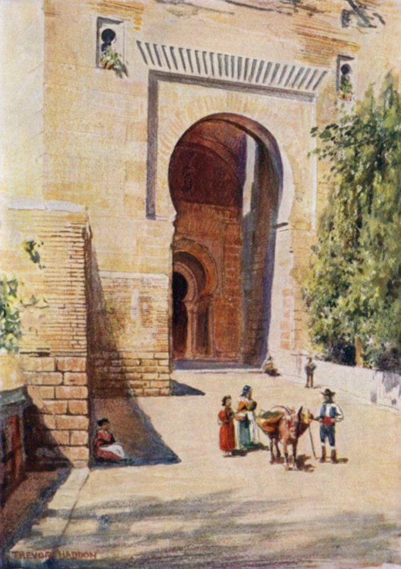 Alhambra, brána spravedlnosti (barva lito) od A. Trevor Haddon