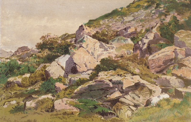 Studie kamenů na severní straně Taliaris, poblíž Llandilo, jižní Wales (chromolit) od Aaron Edwin Penley