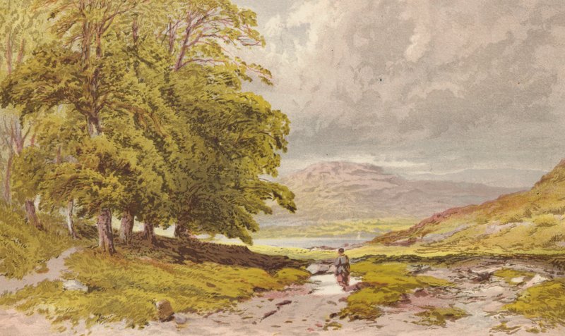 První pohled na Grasmere z Keswick Road (chromolit) od Aaron Edwin Penley