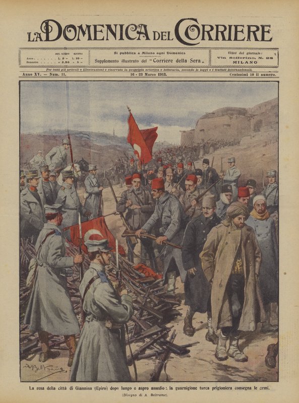 Vzdání se města Ioannina (Epirus) po dlouhém a drsném obléhání, turecké posádky? od Achille Beltrame