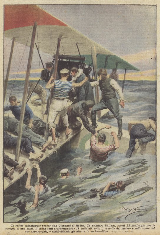 Hrdinská záchrana v San Giovanni di Medua od Achille Beltrame