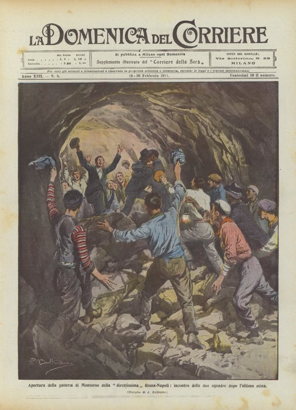 Otevření tunelu Montorso přímého Řím-Neapol, setkání obou týmů po posledním dole od Achille Beltrame