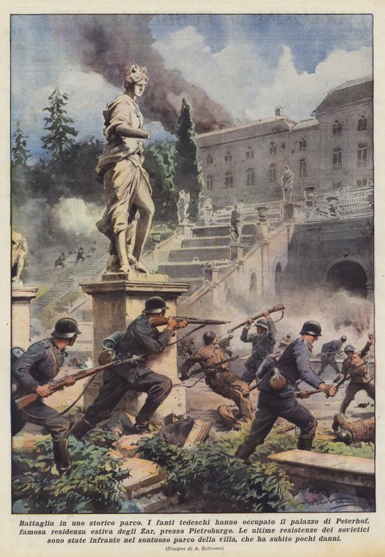 Bitva v historickém parku od Achille Beltrame