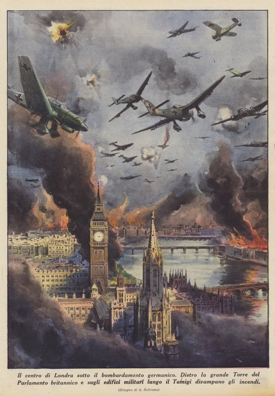 Lontoon keskusta germaanien pommitusten alla (Colour Litho) od Achille Beltrame