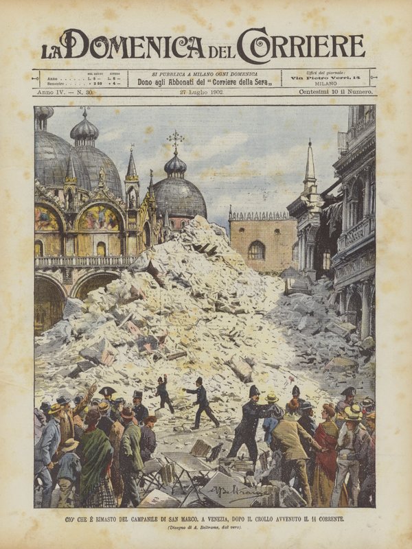 Co zbylo z Campanile di San Marco v Benátkách po zřícení, ke kterému došlo 14 od Achille Beltrame