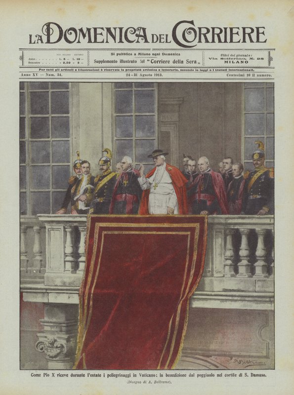 Jak Pius X. přijímá poutě do Vatikánu během léta, požehnání z balkonu? od Achille Beltrame